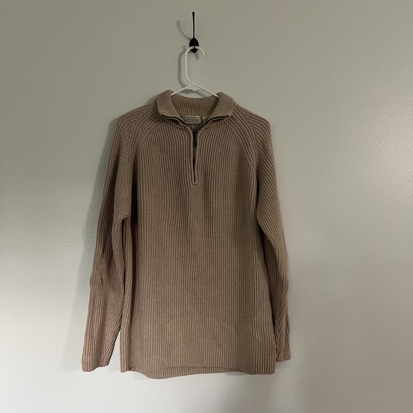 St. John's Bay Other - St. John's Bay Sweater Large Beige Ribbed Qtr-Zip Casual Raglan Classic Warm